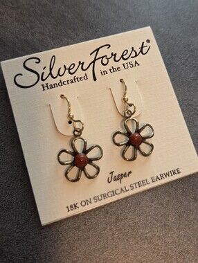 Silver Forest NWT 18kt Gold Over Surgical Steel Floral Drop Earrings